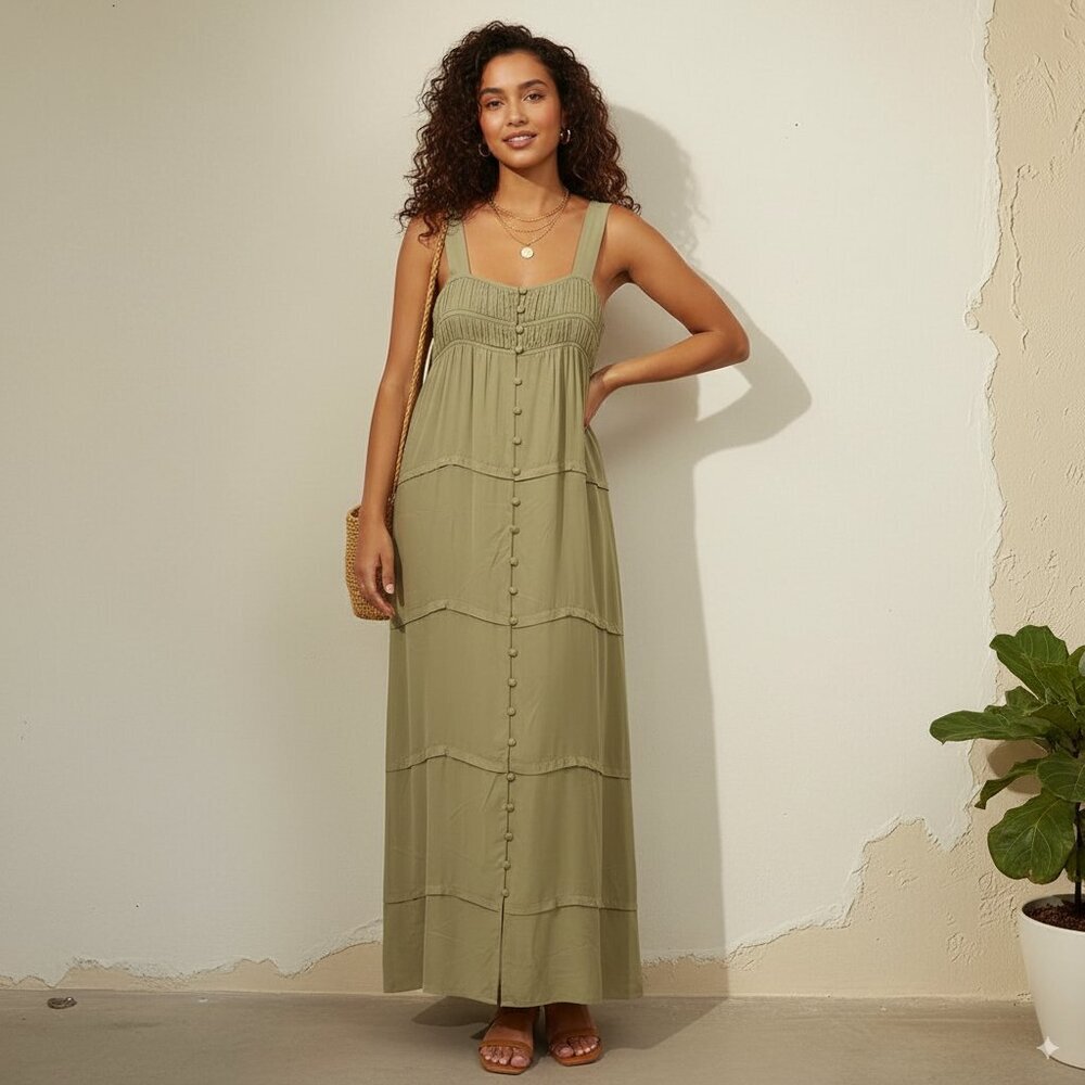 Sancia Raea Maxi Dress in Aloe Green Size Small NWT